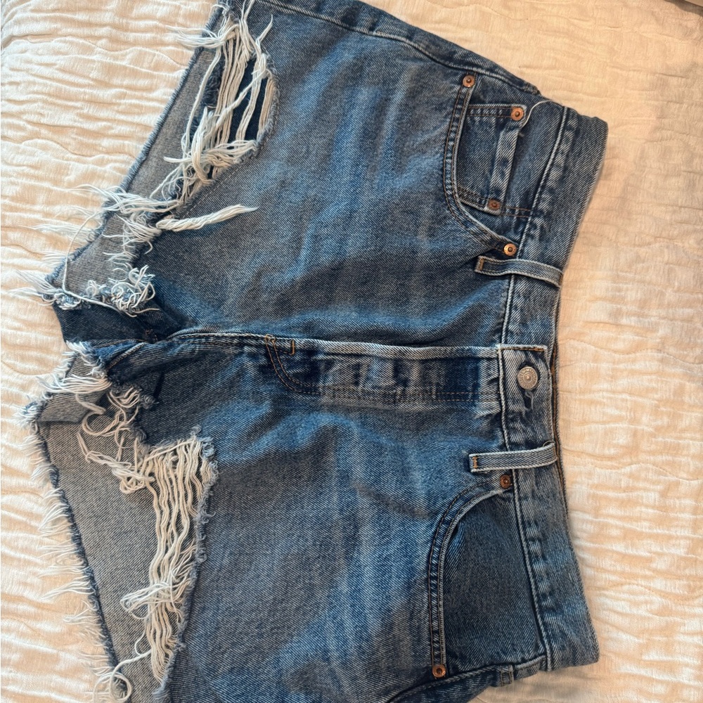 Levi's Blue Distressed Jean Shorts